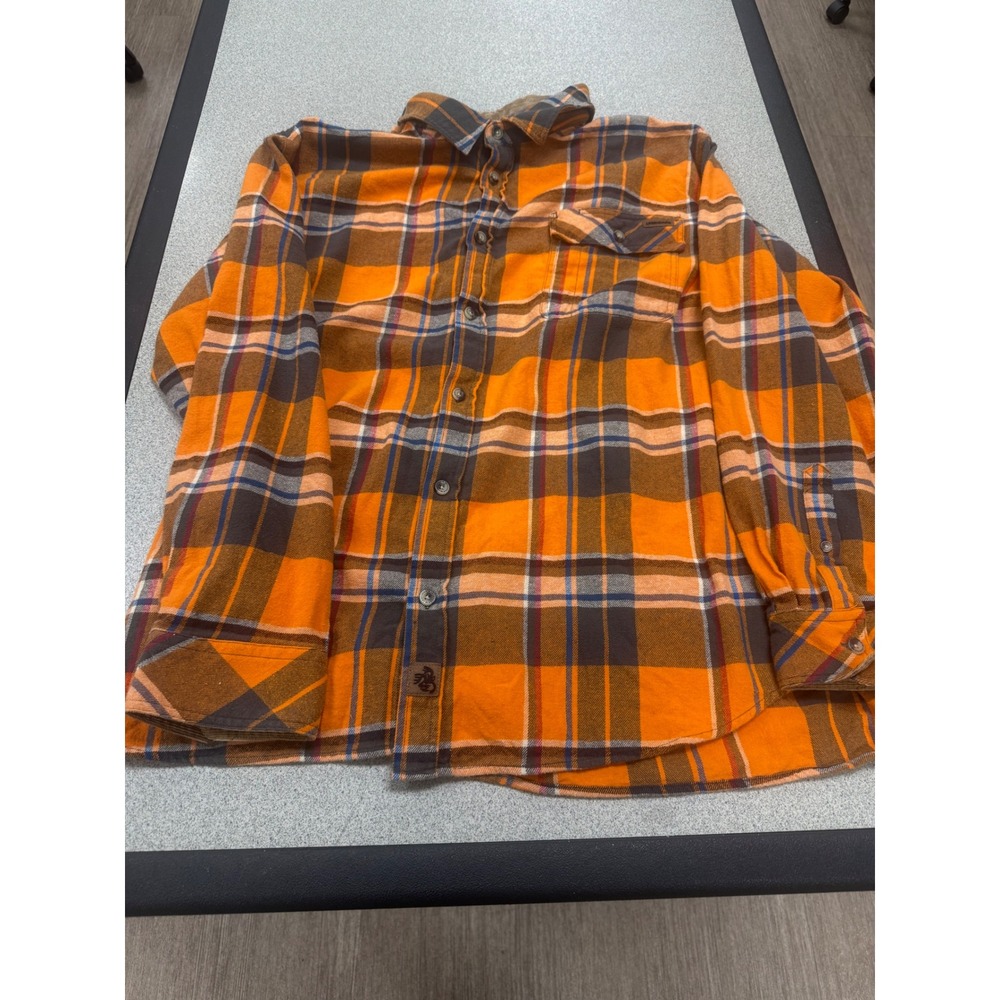 Legendary Whitetails Mens 2XL Buck Camp Flannel Shirt Orange Plaid 100% Cotton